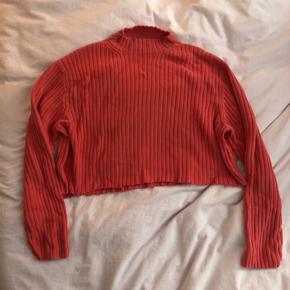 cropped vintage mock neck sweater